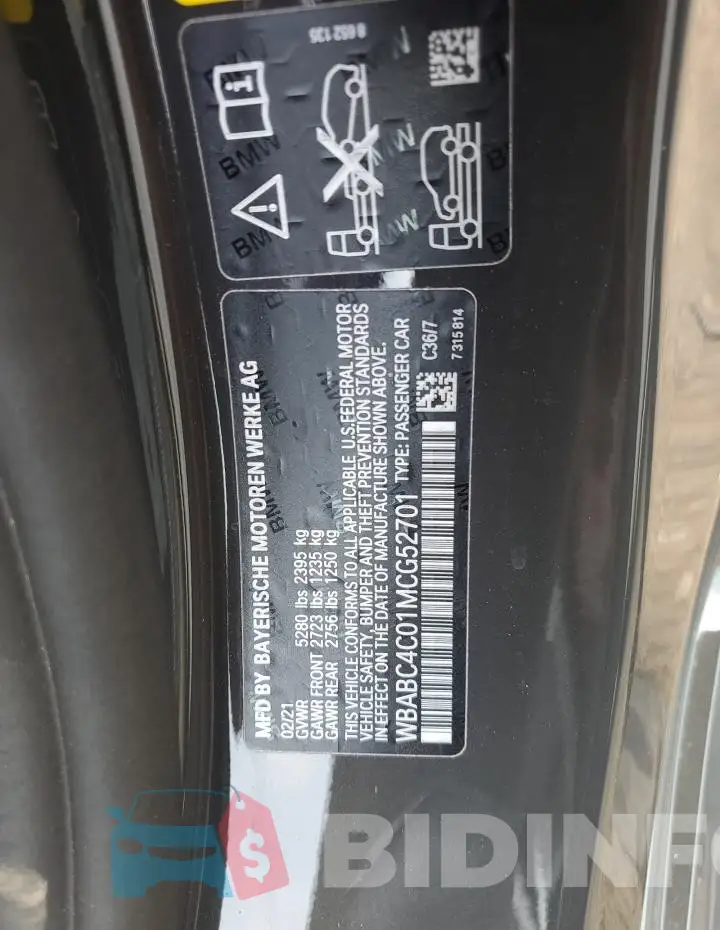 WBABC4C01MCG52701 Photo# 12