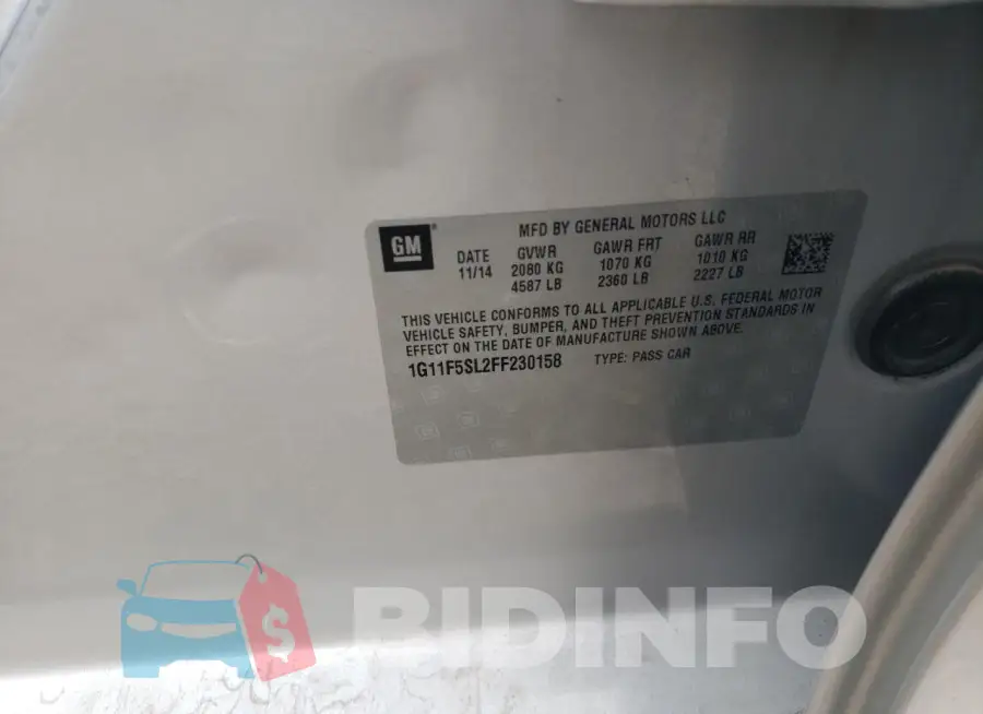 1G11F5SL2FF230158 Photo# 12