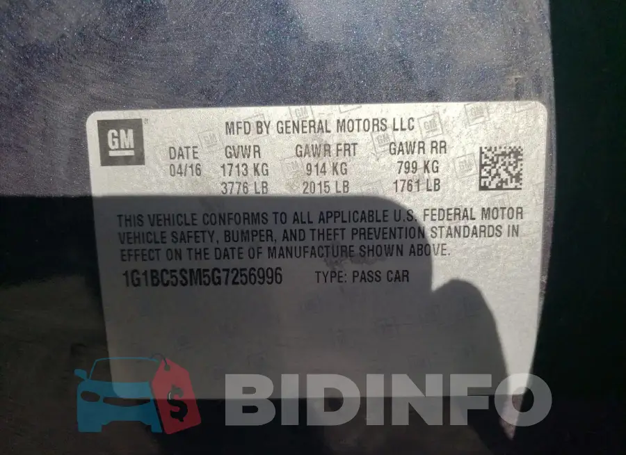 1G1BC5SM5G7256996 Photo# 12