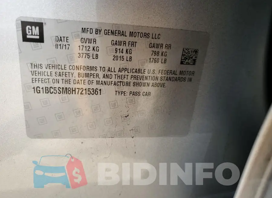 1G1BC5SM8H7215361 Photo# 12