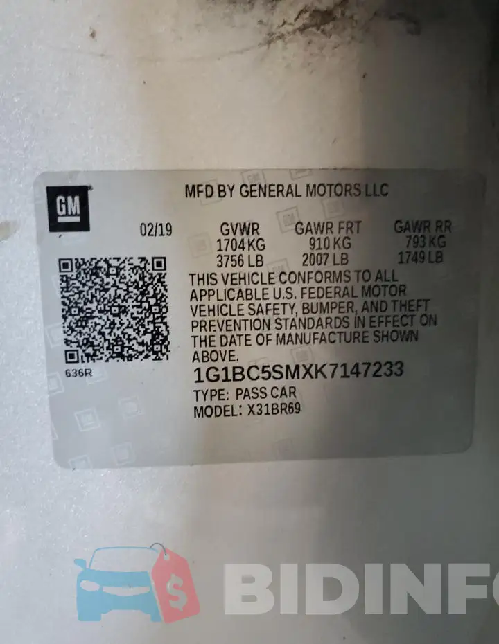1G1BC5SMXK7147233 Photo# 12