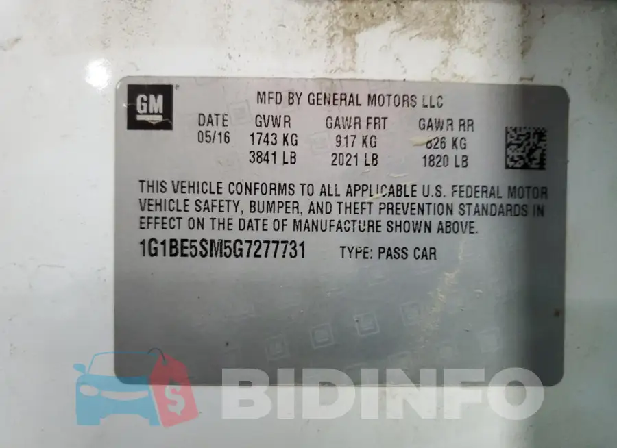 1G1BE5SM5G7277731 Photo# 13