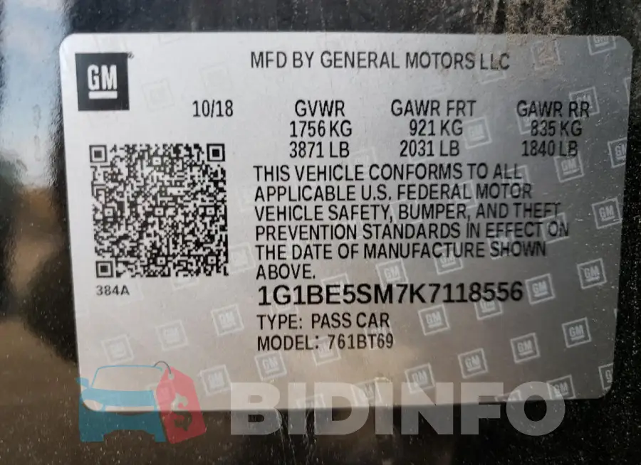 1G1BE5SM7K7118556 Photo# 12