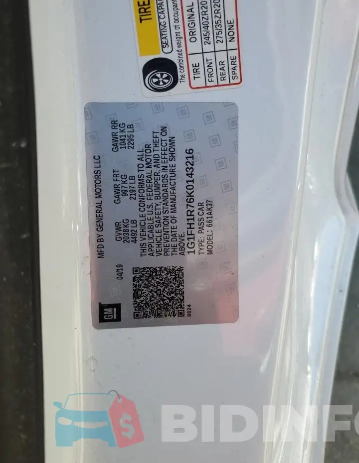 1G1FH1R76K0143216 Photo# 12