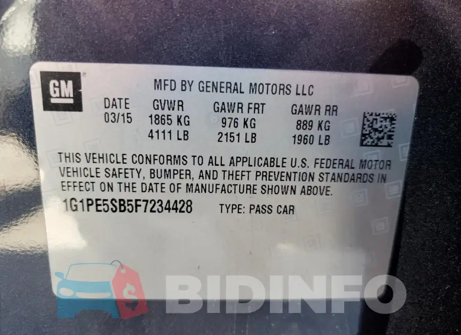 1G1PE5SB5F7234428 Photo# 12