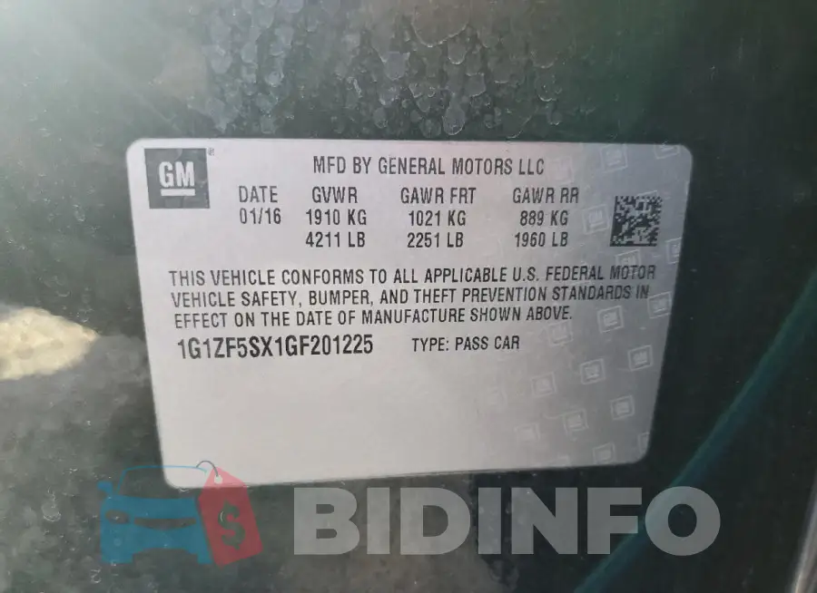 1G1ZF5SX1GF201225 Photo# 12