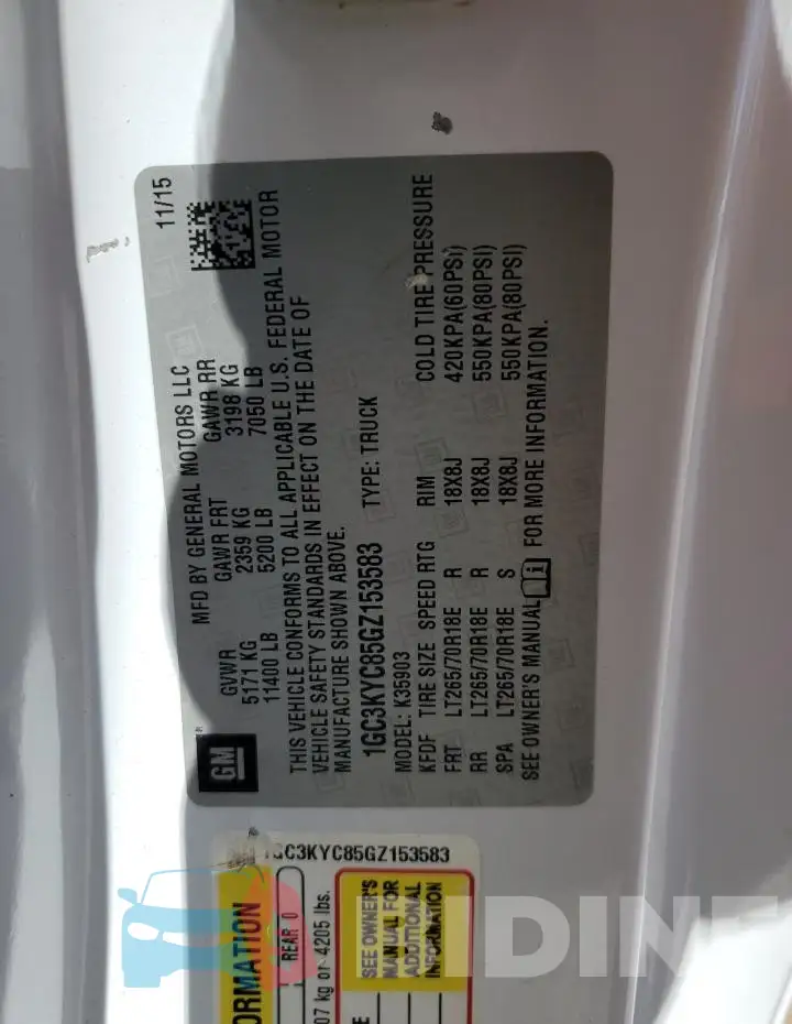 1GC3KYC85GZ153583 Photo# 12