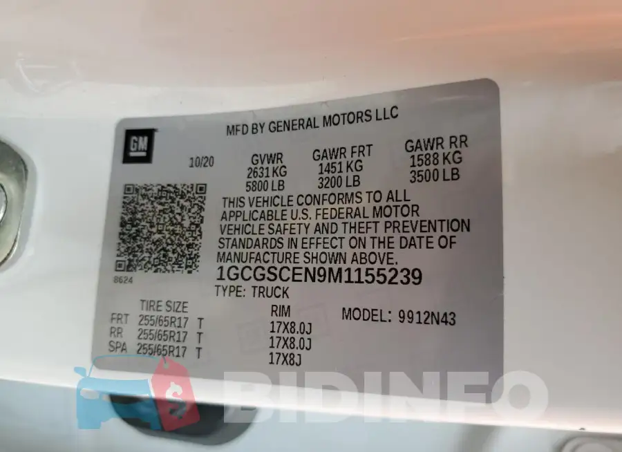 1GCGSCEN9M1155239 Photo# 12