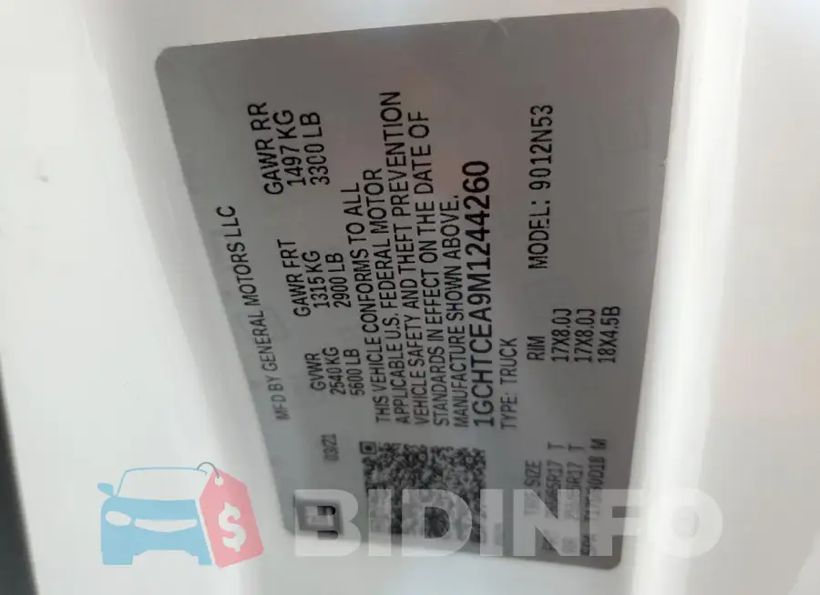 1GCHTCEA9M1244260 Photo# 12