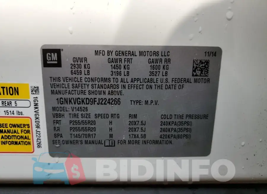 1GNKVGKD9FJ224266 Photo# 13