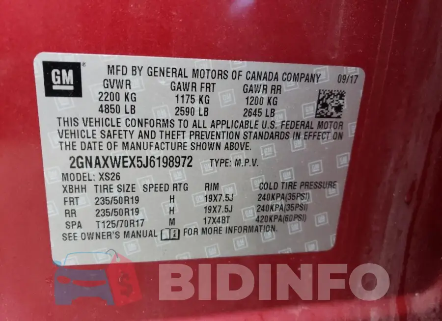 2GNAXWEX5J6198972 Photo# 13