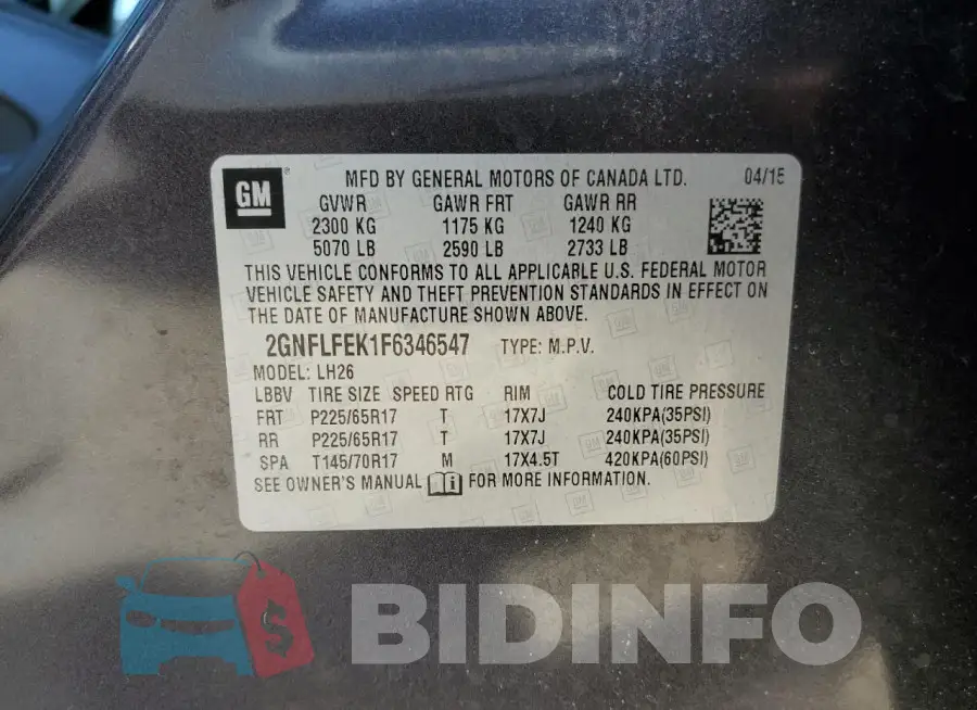 2GNFLFEK1F6346547 Photo# 13