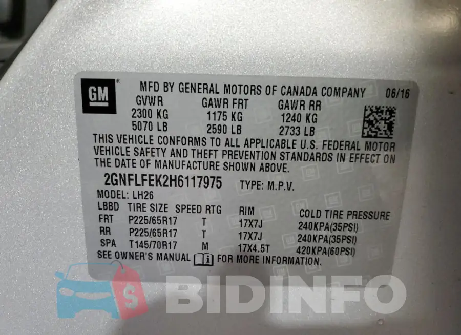 2GNFLFEK2H6117975 Photo# 13