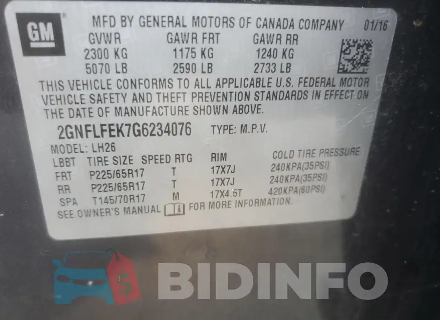 2GNFLFEK7G6234076 Photo# 13
