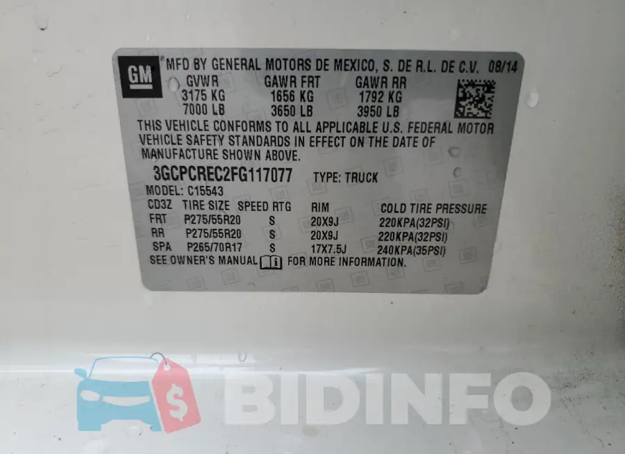3GCPCREC2FG117077 Photo# 12