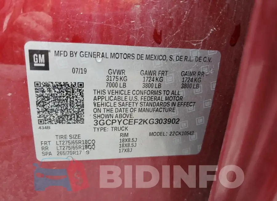 3GCPYCEF2KG303902 Photo# 12