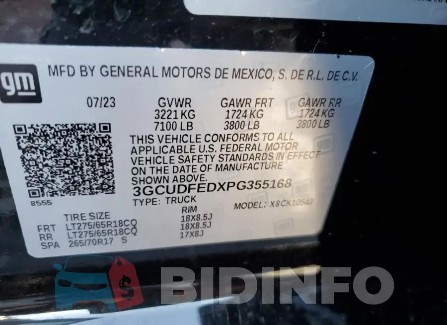 3GCUDFEDXPG355168 Photo# 12
