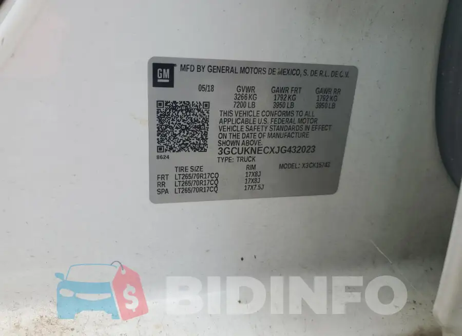 3GCUKNECXJG432023 Photo# 12