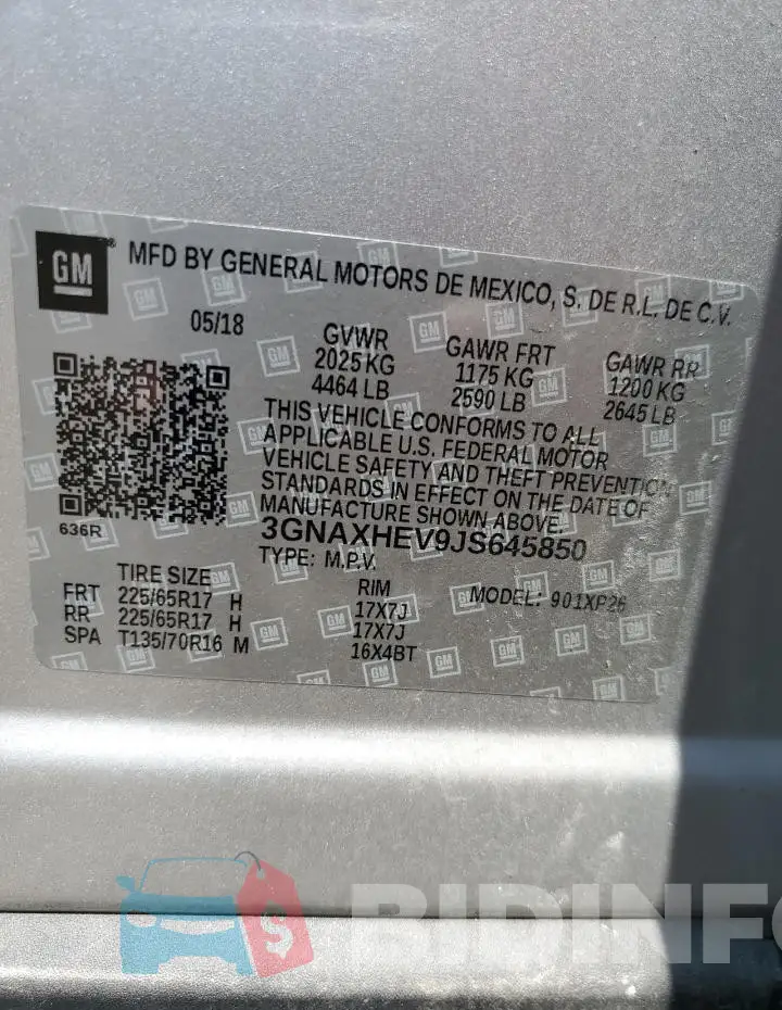 3GNAXHEV9JS645850 Photo# 13