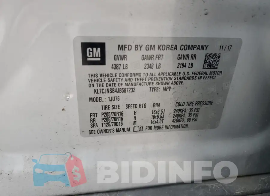 KL7CJNSB4JB587232 Photo# 12