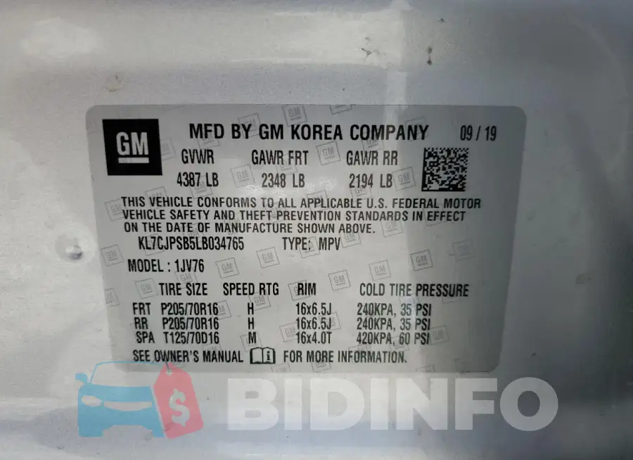 KL7CJPSB5LB034765 Photo# 13