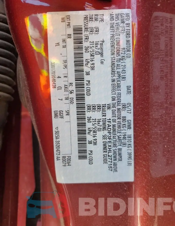 1FADP3FEXHL277157 Photo# 13