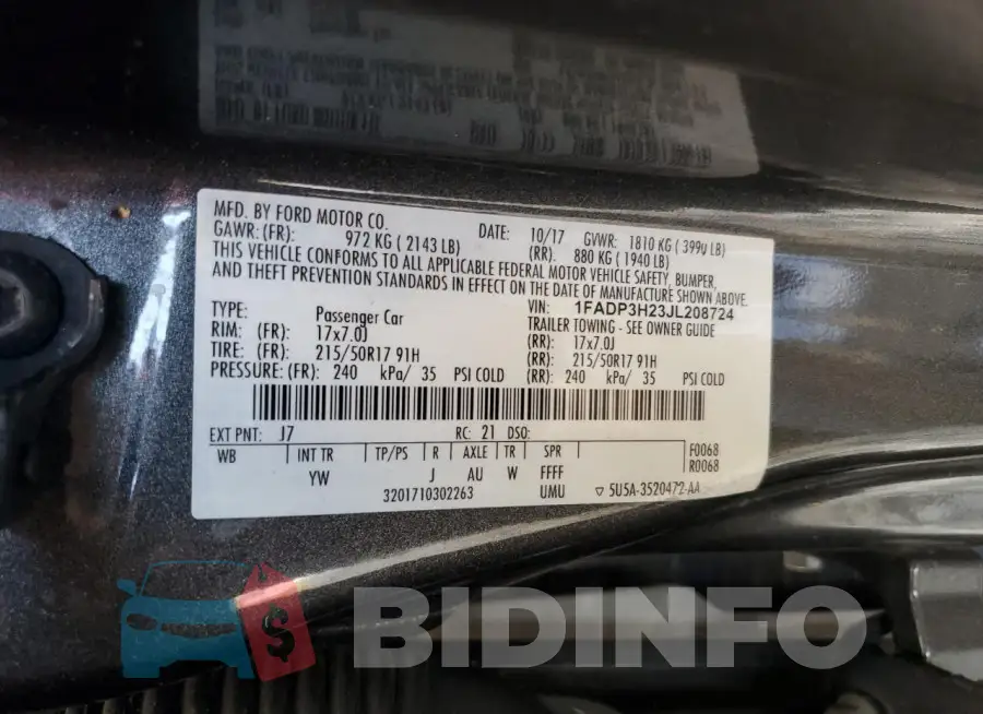 1FADP3H23JL208724 Photo# 12