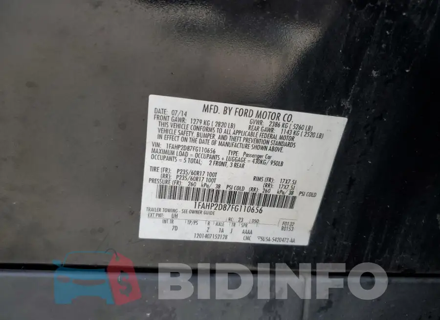 1FAHP2D87FG110656 Photo# 12