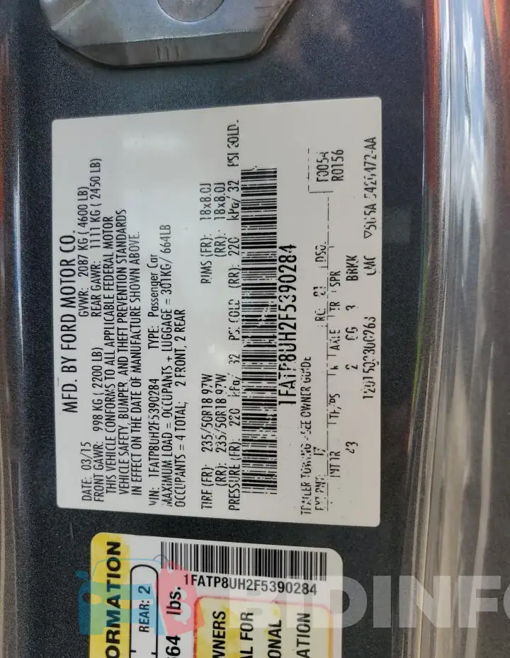 1FATP8UH2F5390284 Photo# 13