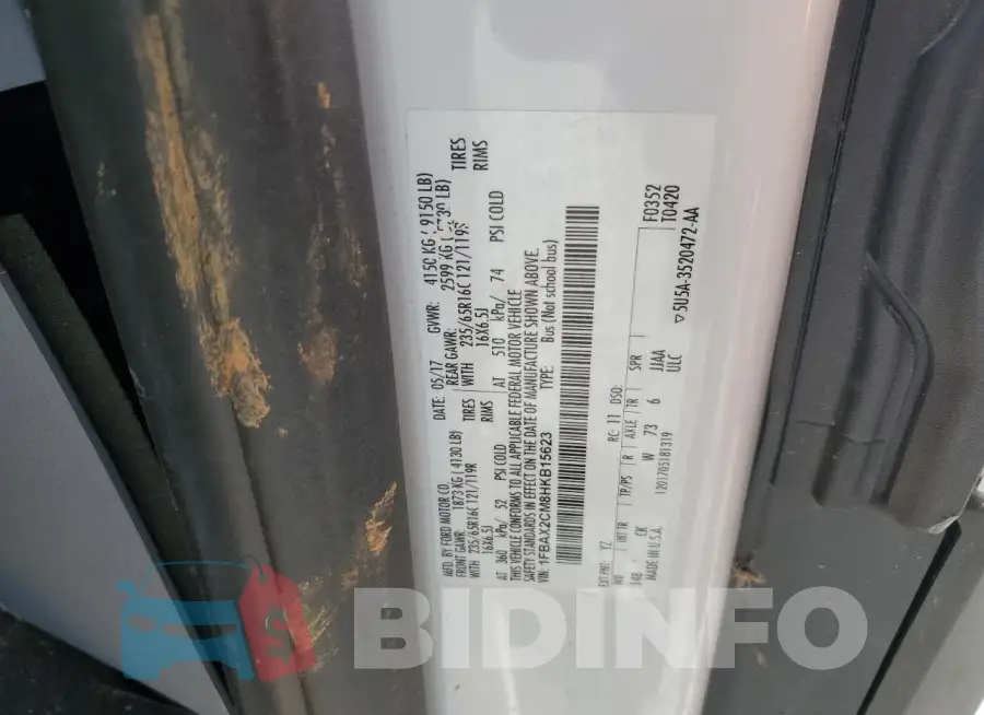 1FBAX2CM8HKB15623 Photo# 13