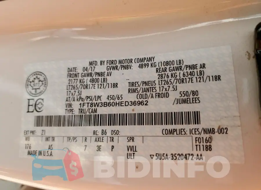 1FT8W3B60HED36962 Photo# 13