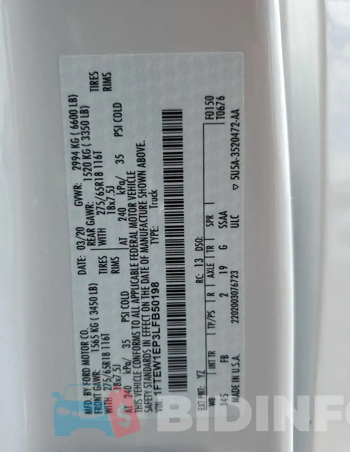 1FTEW1EP3LFB50198 Photo# 12