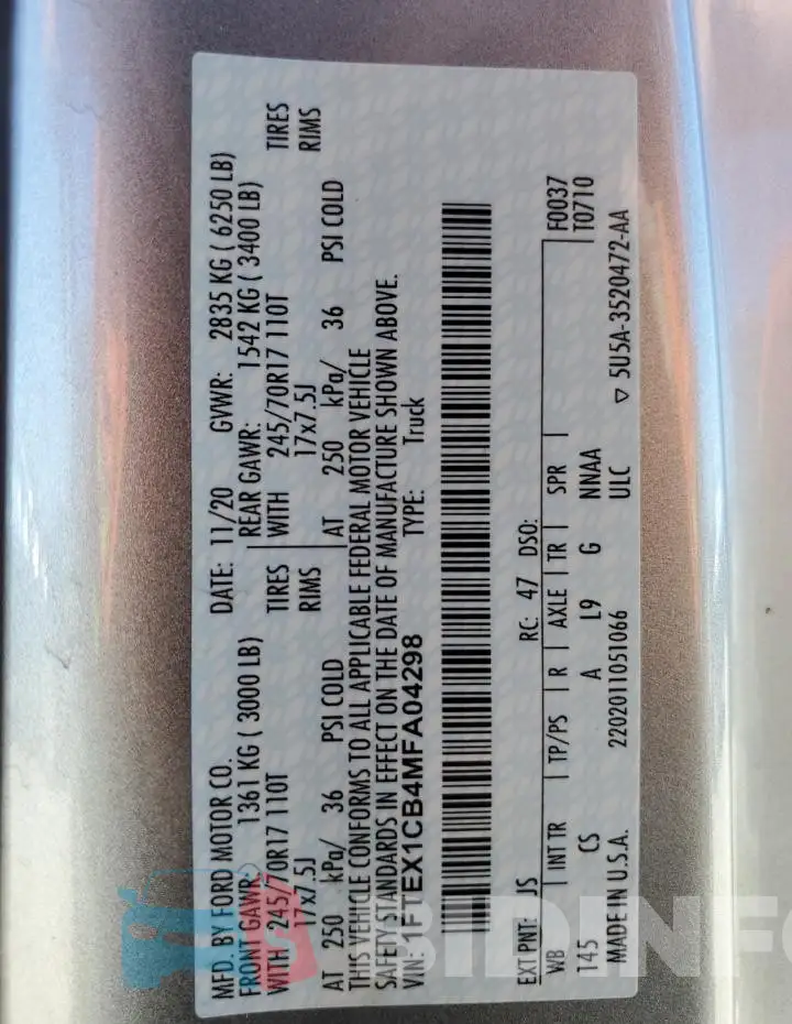 1FTEX1CB4MFA04298 Photo# 12
