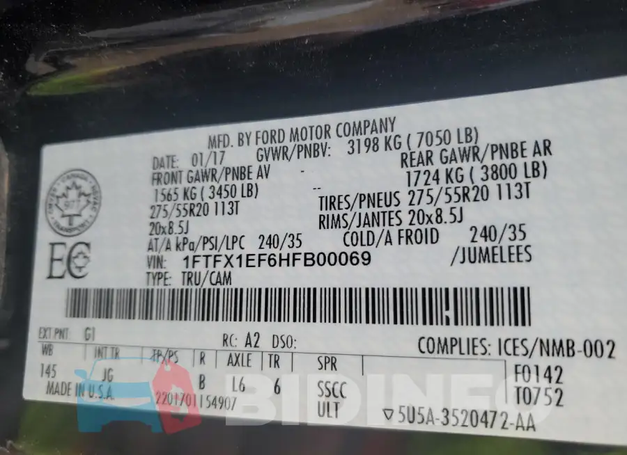 1FTFX1EF6HFB00069 Photo# 12