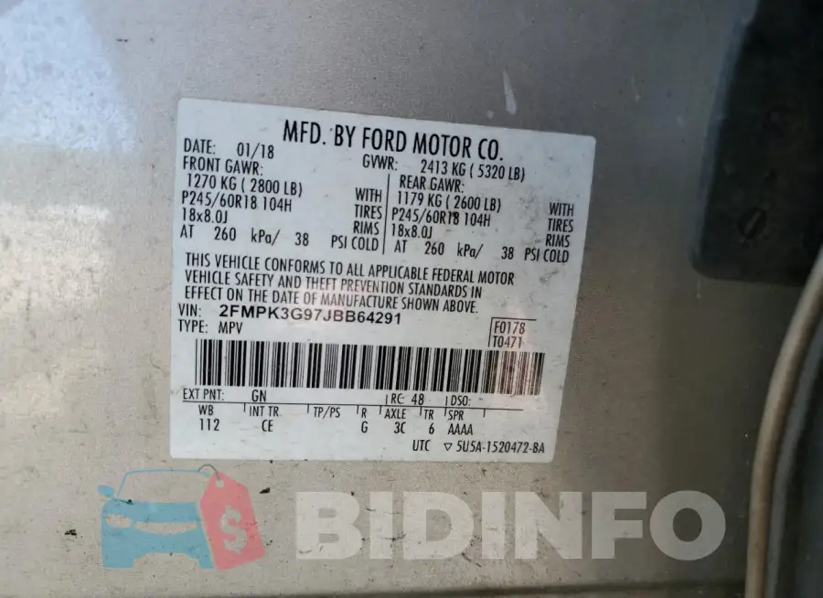 2FMPK3G97JBB64291 Photo# 13