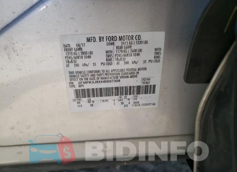 2FMPK3J9XHBB87308 Photo# 13