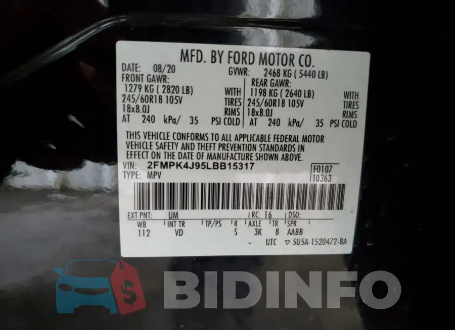 2FMPK4J95LBB15317 Photo# 13