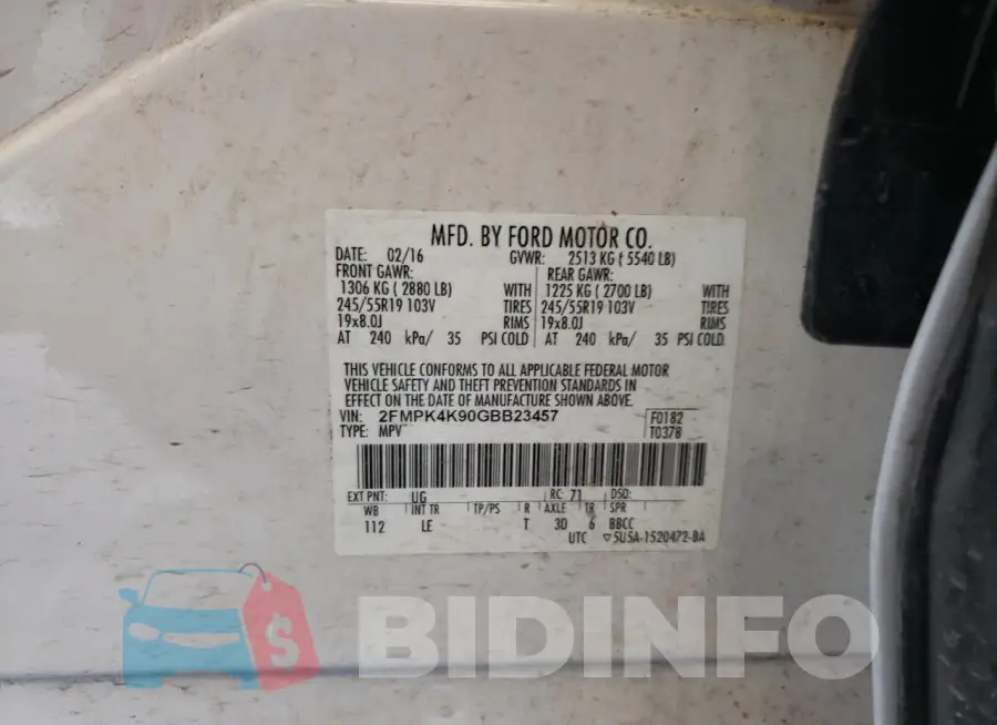 2FMPK4K90GBB23457 Photo# 14