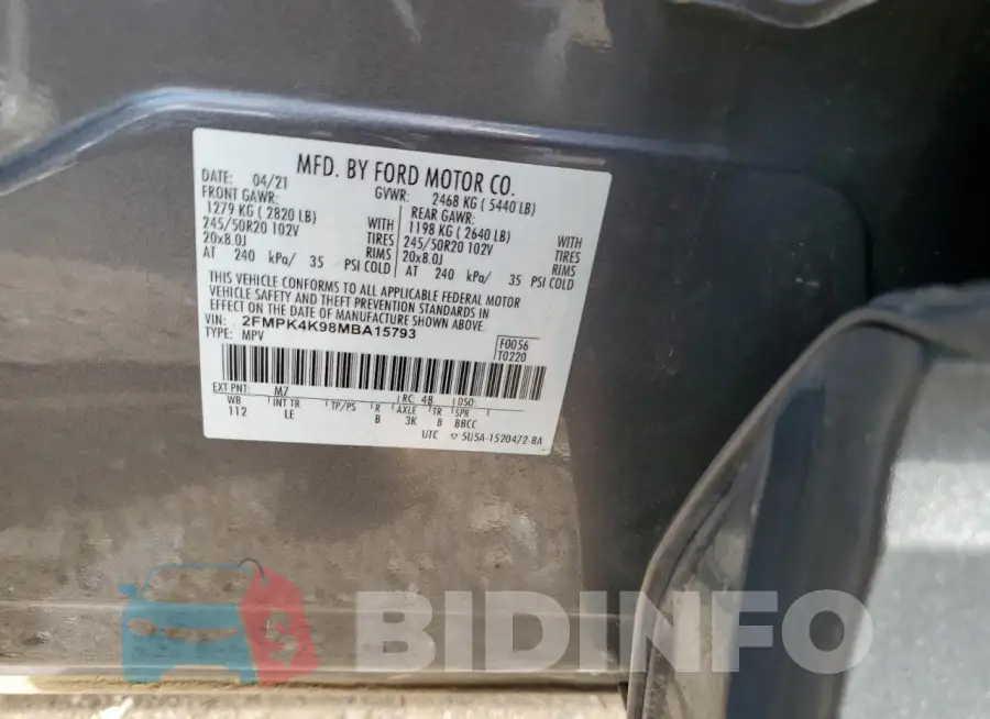 2FMPK4K98MBA15793 Photo# 13