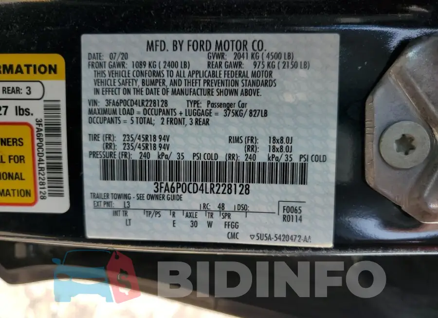3FA6P0CD4LR228128 Photo# 12