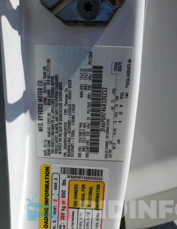 3FA6P0H74GR320252 Photo# 13