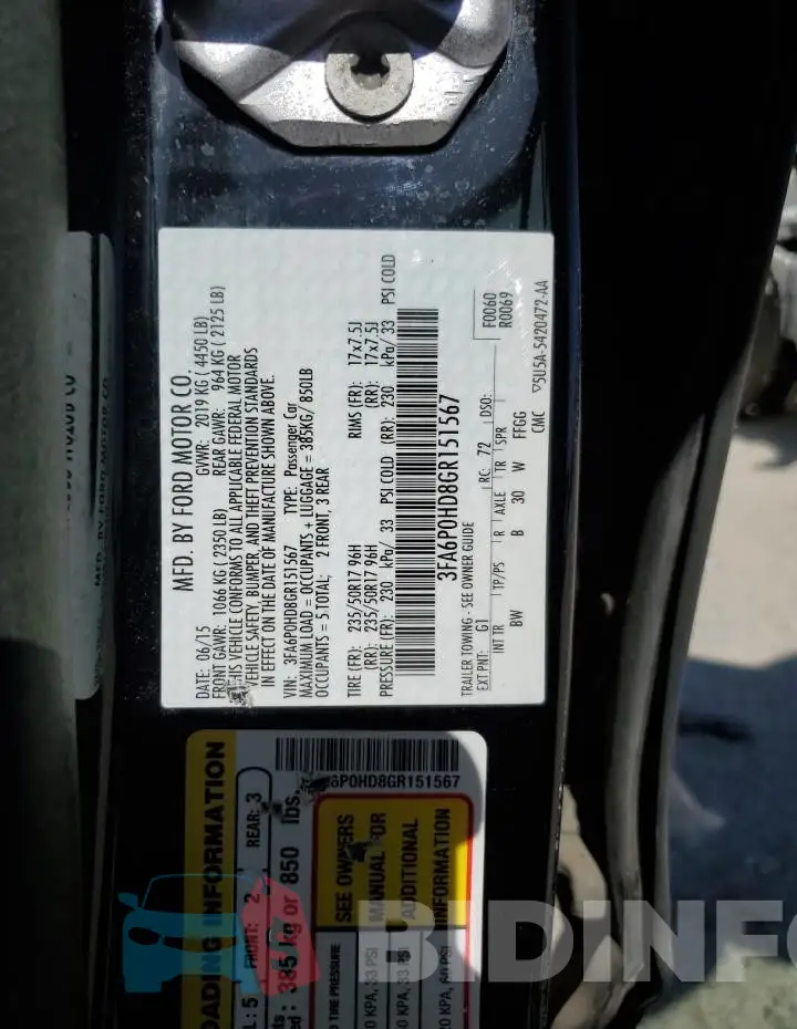 3FA6P0HD8GR151567 Photo# 12