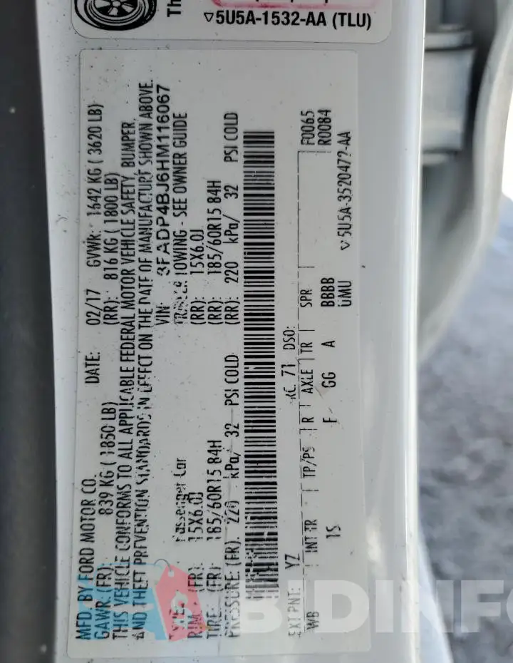 3FADP4BJ6HM116067 Photo# 12