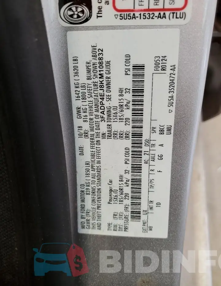 3FADP4EJ8KM108832 Photo# 12