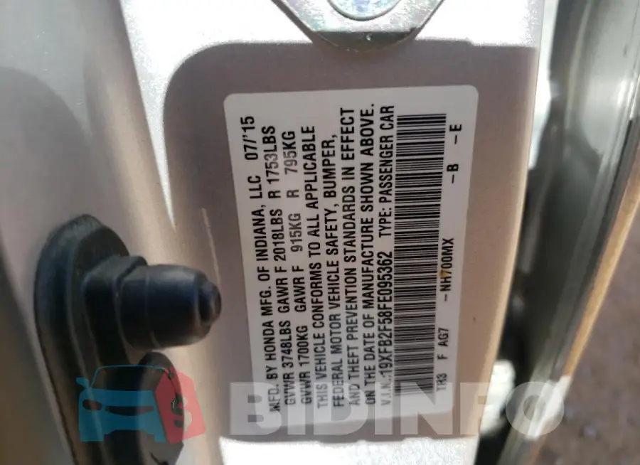 19XFB2F58FE095362 Photo# 12