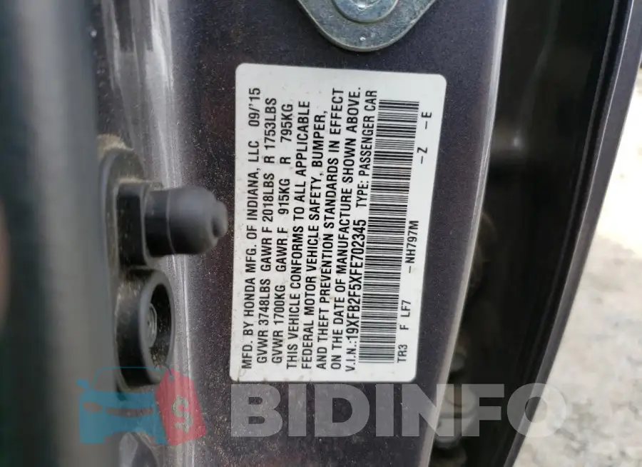19XFB2F5XFE702345 Photo# 12