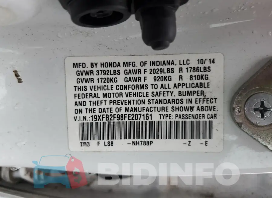 19XFB2F98FE207161 Photo# 12