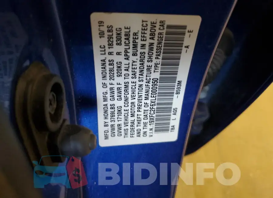 19XFC2F6XLE000950 Photo# 12