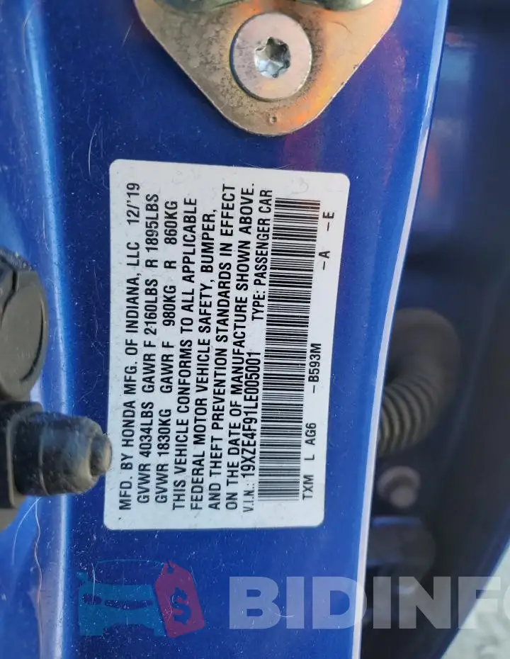 19XZE4F91LE005001 Photo# 12