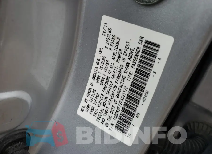 1HGCR2F77FA031172 Photo# 12